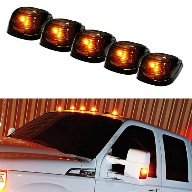 5pcs Clear LED Roof Top Truck SUV Cab Marker Running Clearance Lights Set Kit